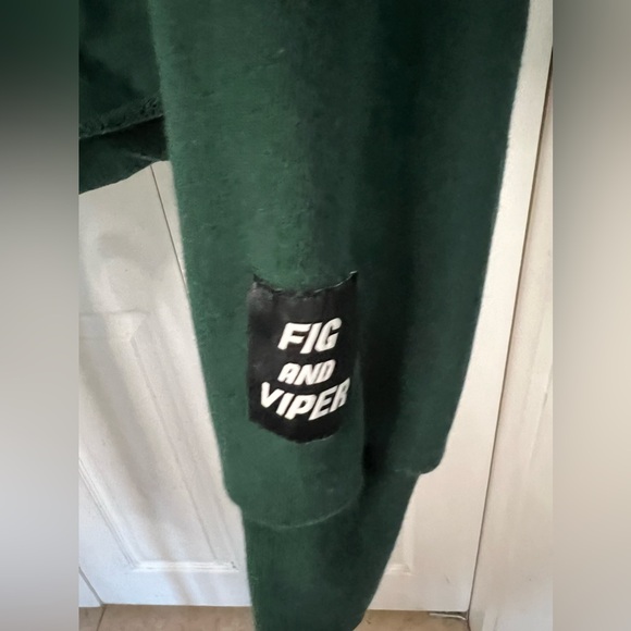Fig & Viper Club Green Cropped Sweatshirt Collared Top Shirt Size F One Size - Picture 7 of 9
